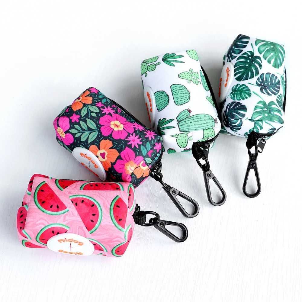 Mesh nylon dog collar seat belt garbage bag set printed pet seat belt vest collar with garbage bag X250326