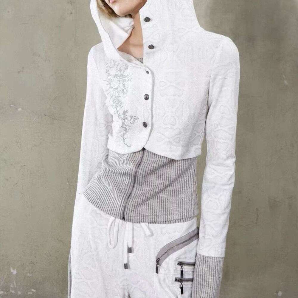 Autumn New Hooded Autumn Knitted Y2k Top Niche Punk Slim Fit Cardigan Long Sleeved Patchwork Sweatshirt