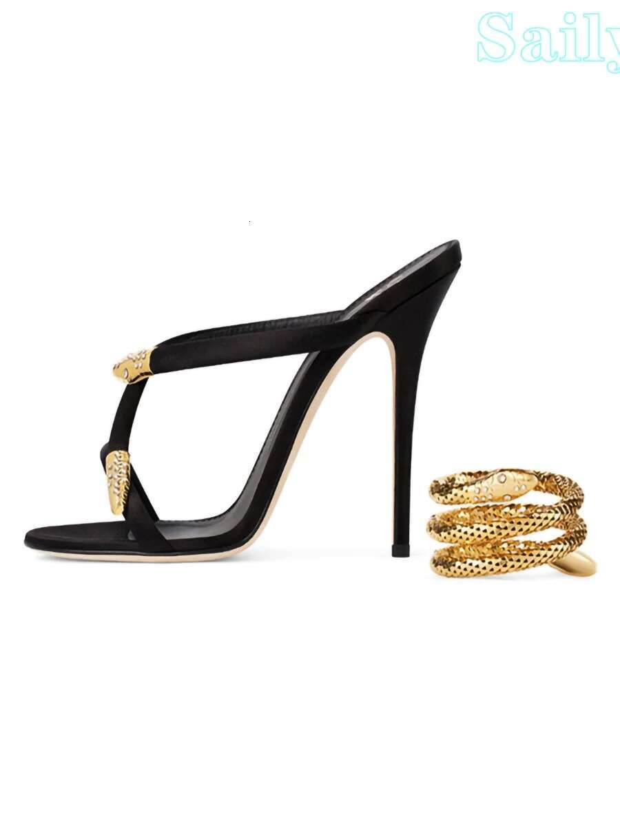 Sexy Snake Wrap Sandals Round Toe Dress Fashion Stiletto Heels Mixed Color Party Shoes New Summer Woman Unique 2024