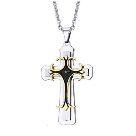Rock Wolf Tide Trendy Jewelry Men's Cross Pendant Necklace Personalized Mixed Batch Bling Gemstone Rapper Necklaces Jewelry Wholesale Bijoux Coll