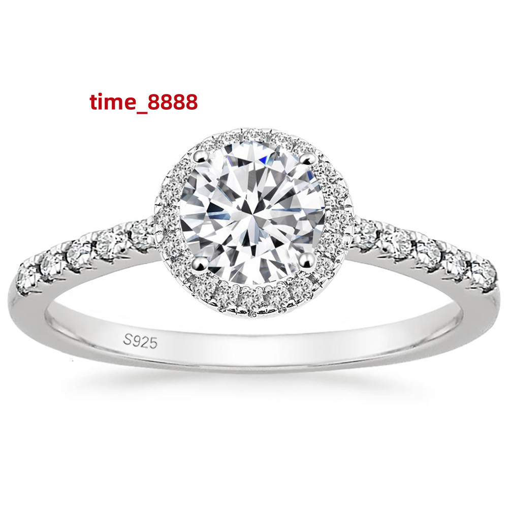 OLAN Fashion Luxury Jewelry Engagement Rings 1.2CT VVS1 Clarity Round Cut Moissanite Halo Ring 925 Sterling Silver for Women