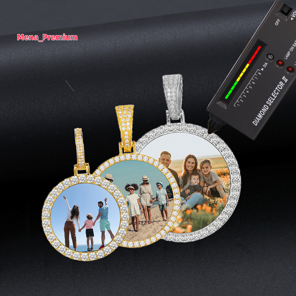 Drop Shipping in Stock Hip Hop Jewelry VVS Moissanite Photo Pendant Iced Out 925 Sterling Silver Picture Pendant Necklace