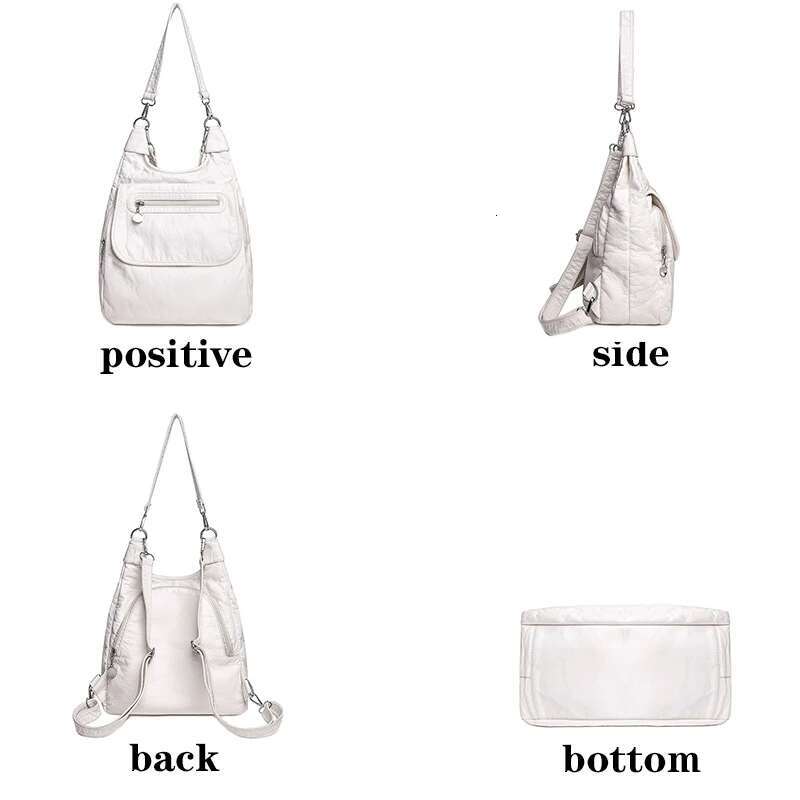 Multifunctional Backpacks Soft Washed PU Leather Shoulder Bags Large Capacity Anti-Thief Backpack School Bag For Teenager Girls