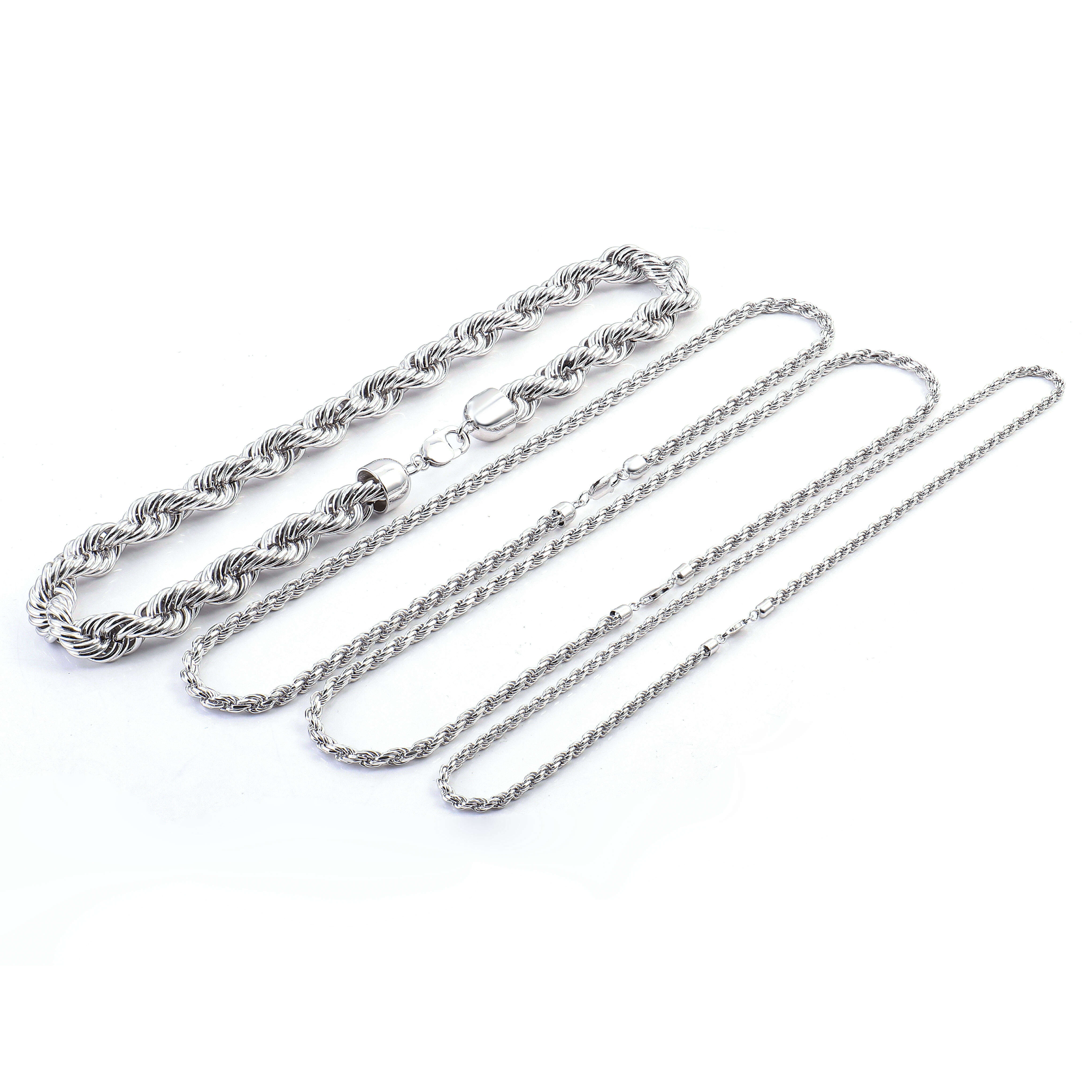 Wholesale Fine Real 925 Sterling Silver 3mm 4mm 5mm 12mm Chunky Hip Hop Jewelry Italy Twist Rope Chain Necklace Men Women