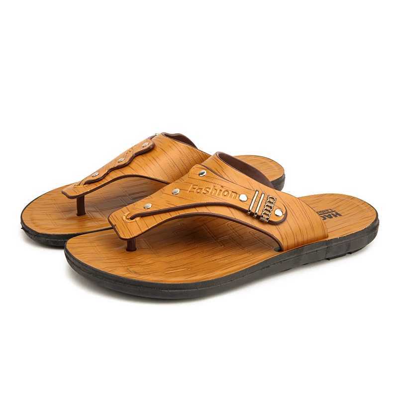 Mens summer flip up beach sandals non slip casual flat shoes mens high-quality slippersXJ250326