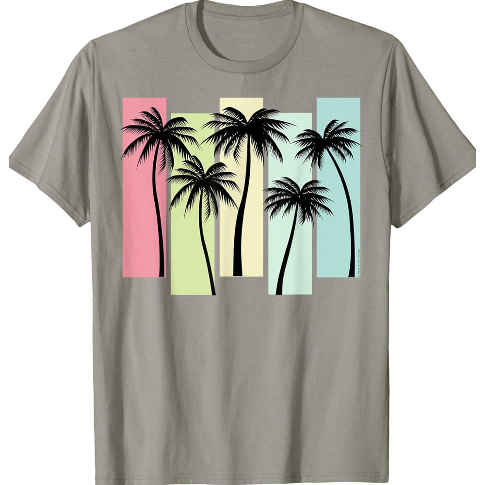 T shirt for Mens Retro Art Deco Style Summer Vacation Tropical Palm Trees Graphic Tee Casual Tops Clothes Short sleeve cool