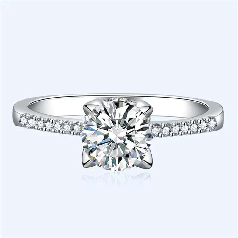 Certified Moissanite Engagement Wedding Ring 925 Sterling Silver