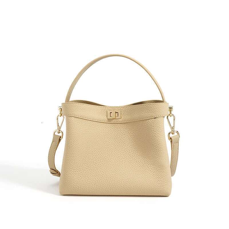 Women's Bags Famicare Genuine Leather Bucket Handbag Women Simplicity Crossbody Messenger Lady Fashion Small Square Shoulder Bag New
