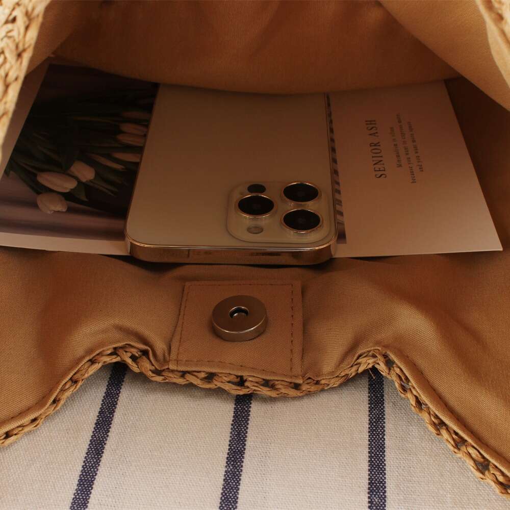 e1 Popular large capacity versatile and fashionable paper rope woven bag, vacation commuting shoulder bag