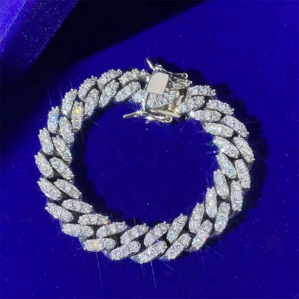 Fashion Jewelry Hip Hop Bangle Iced Out Full Zircon Brass Cuban Chain Link Men Bracelet for Man