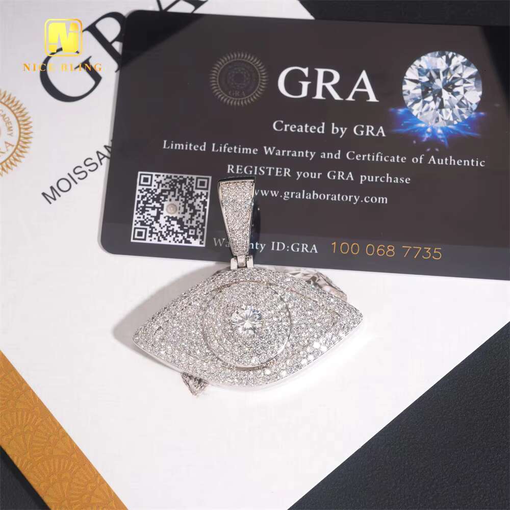 Iced Out Pendant VVS Moissanite Diamond 925 Sterling Silver Custom Hip Hop Moissanite Jewelry Pendant Necklace