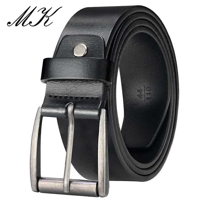 Maikun mens real leather belt mens jeans Trouser mens casual retro alloy buckle two-layer leather belt W250326