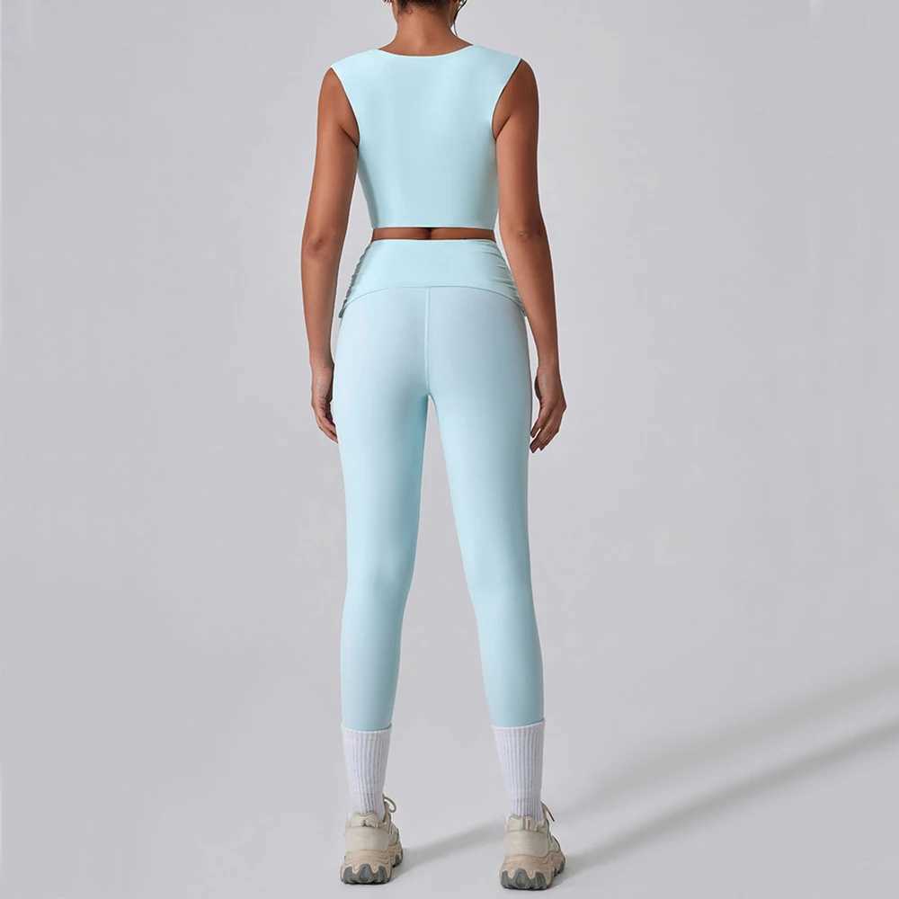 /2PCS womens yoga set exercise pants set fitness sportswear gym track and field wear high waist flash leg sports bra sportswear W250326