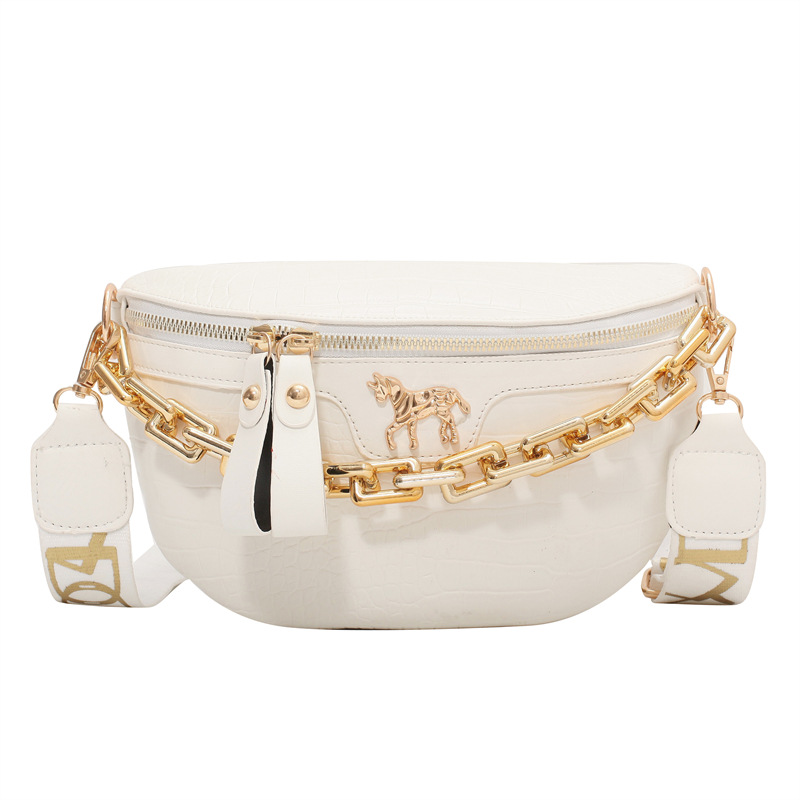 design bag 2025 Korean version trendy and fashionable PU single shoulder bag with chain casual and versatile crossbody bag