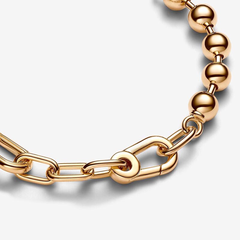 Golden Metal Bead & Link Chain 925 Sterling Silver For Women Wedding Gift Jewelry Set Gold Bracelet with Retail Box Top Quality Wholesale Z260313