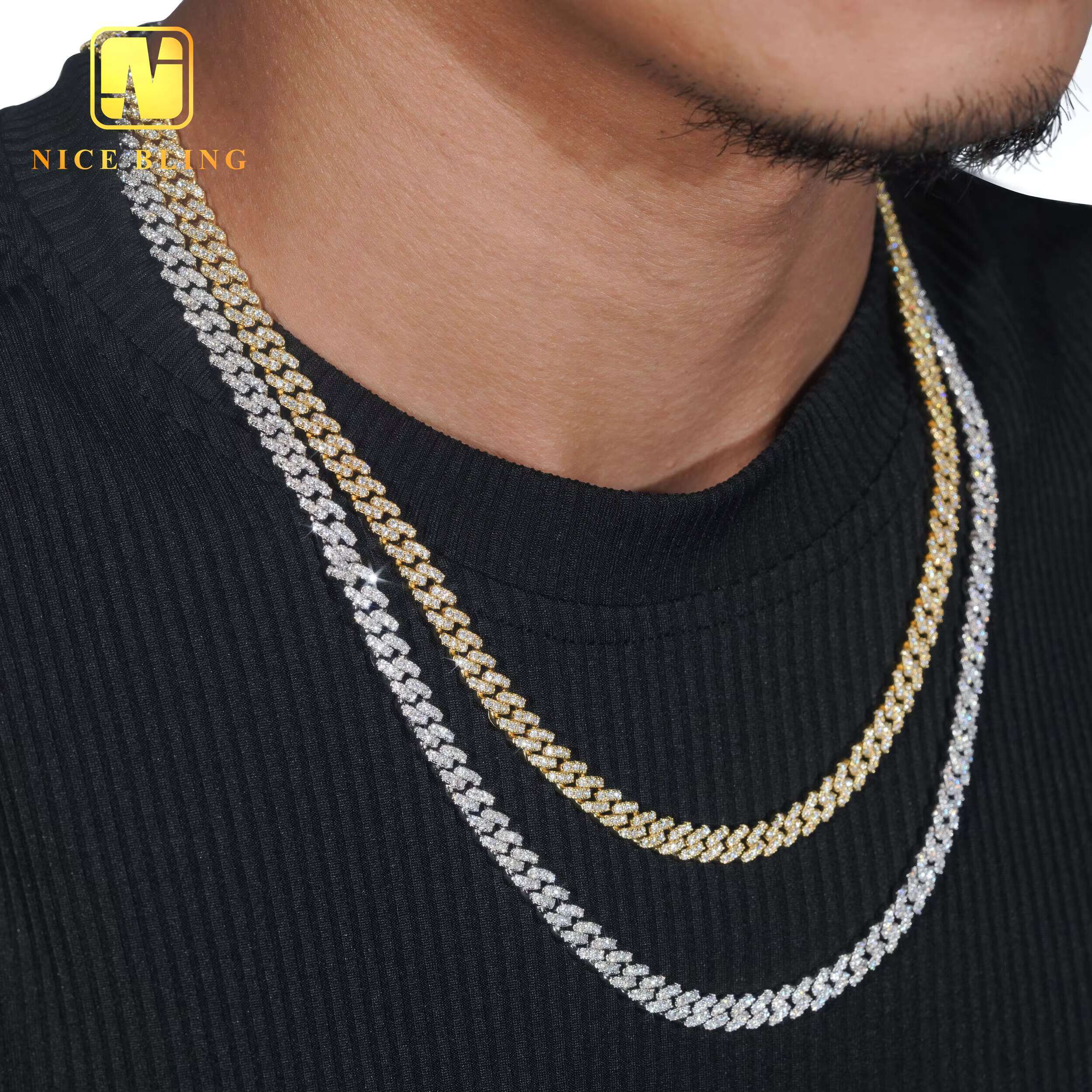 6mm Diamond Custom Iced Out Cuban Link Chain 925 Sterling Silver Moissanite Necklace Hip Hop Jewelry Necklace Bracelet