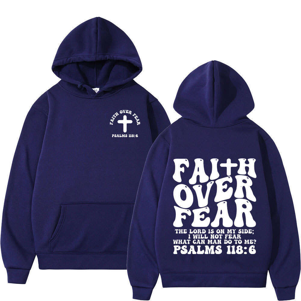 Aesthetic Christian Jesus Faith Over Fear Bible Verse Hoodie