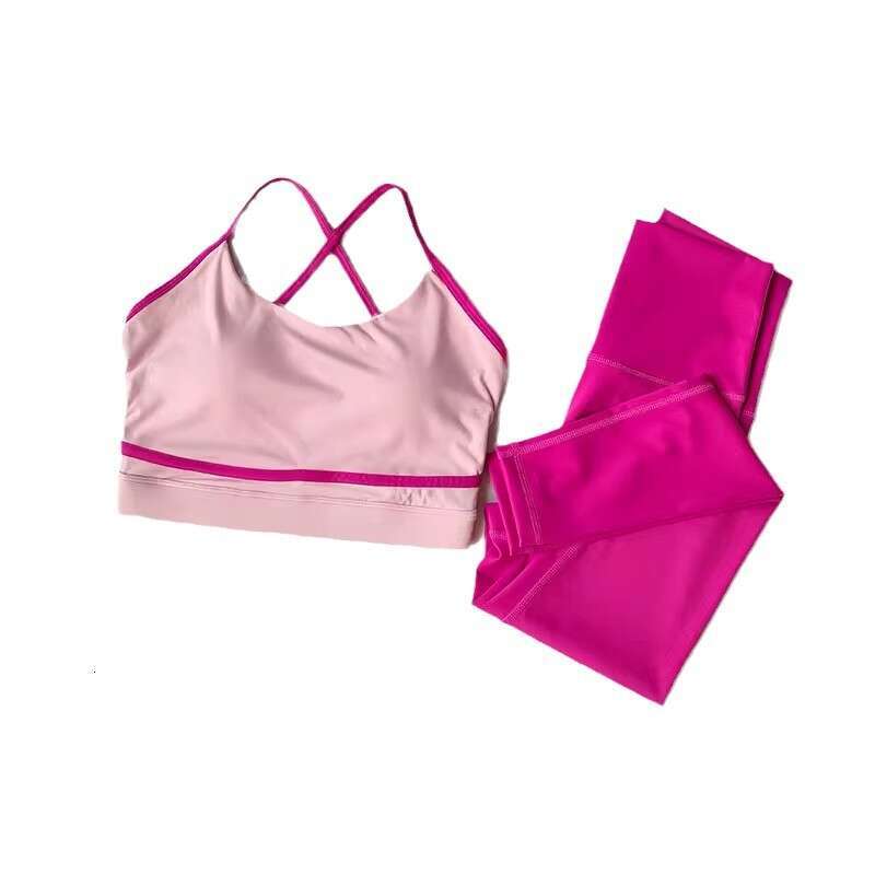 Women Yoga Pants New Color Blocking Splicing Integrated Back Fitness Set For Women Quick Drying Yoga Pants Running And Cycling Sports Suit