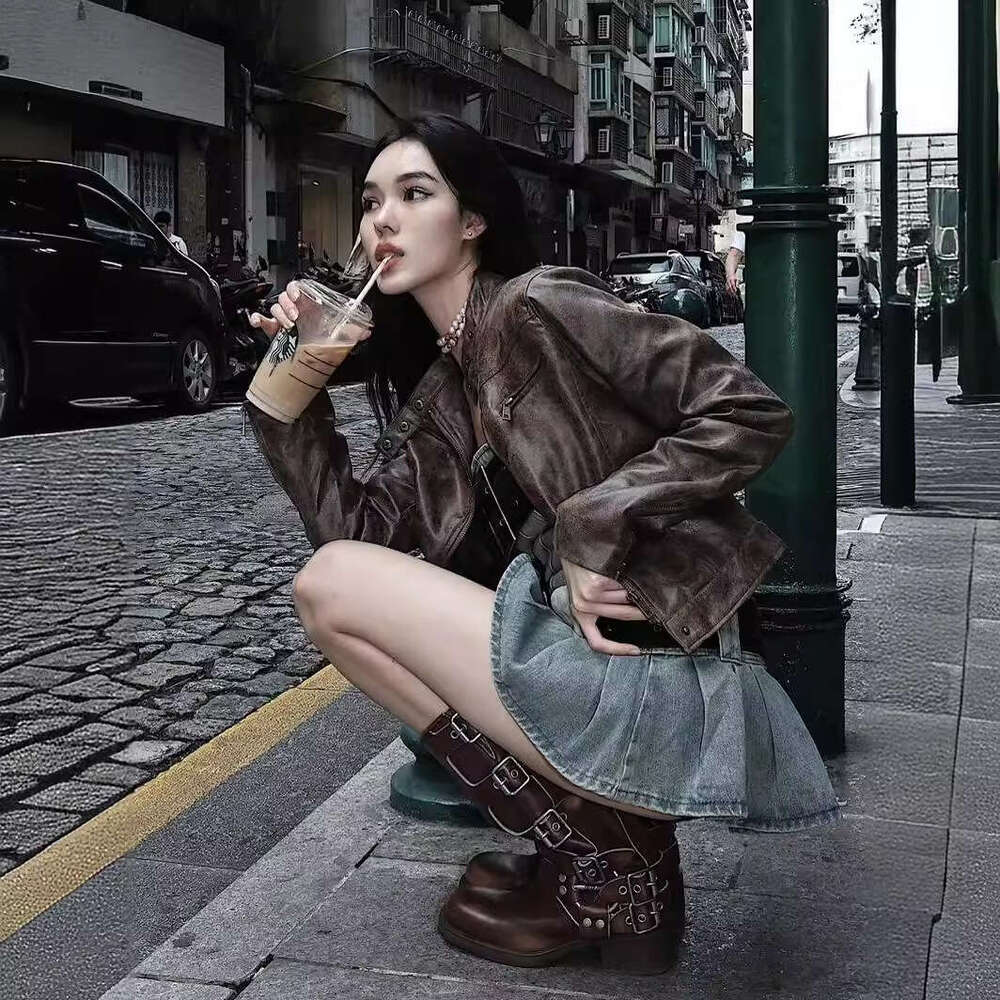 Jaded London Denim Dress Y2k Washed And Worn One Shoulder Spicy Girl Pleated Short Skirt