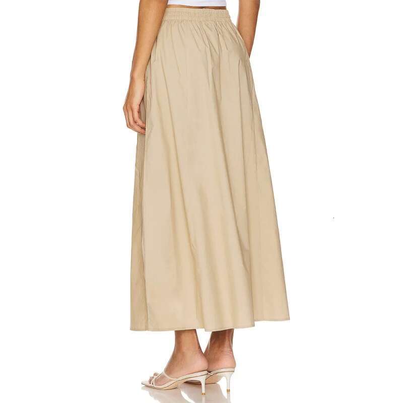 Dongdumaoyi Vrouwen Katoenen Pocket Midi Rok Herfst Winter Nieuwe Hoge Taille Split Tie Lange A