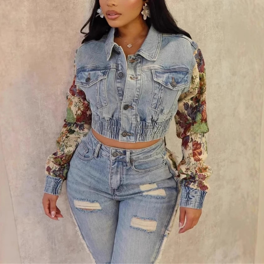 Denim Two Piece Sets Women Jeans Pant Set Coats Elegant Matching Sets Coat Top Long Pants Jackets Streetwear Y2k Party Club 250325