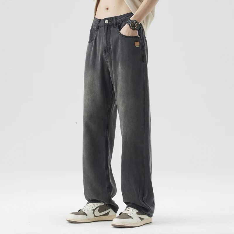 2025 SpringSummer Mens Retro Jeans Thin and Comfortable Lyocell Fabric Straight Soft Korean Fashion Casual Loose Denim Trouser 250326