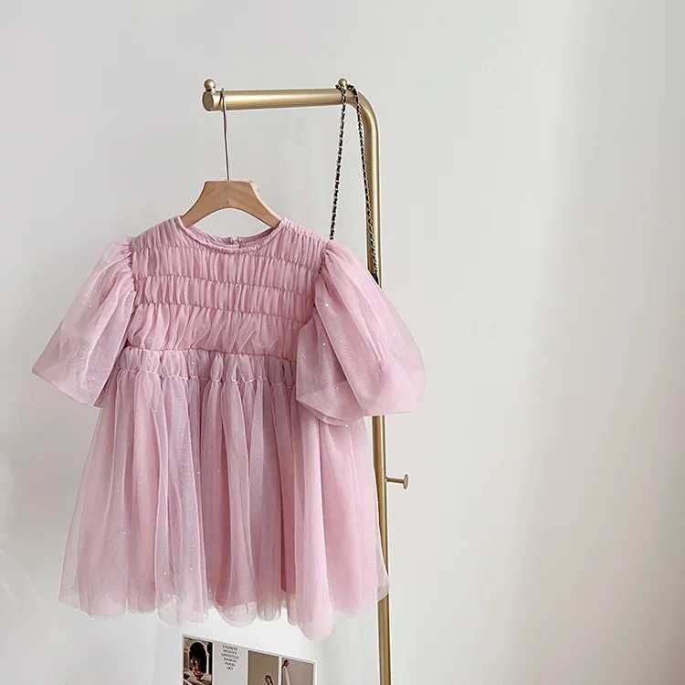 Dress O-neck short sleeved knee length embroidered comfortable design soft and fashionable modern spring and summer for children and girls W250326