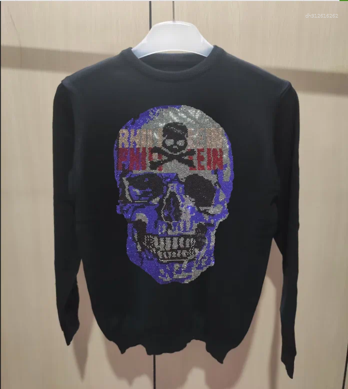 Men's Sweaters Designer Luxury Brand Knit Pullover Rhinestone Sweater Winter British Business Fashion Trend Plush Thicken Menswear