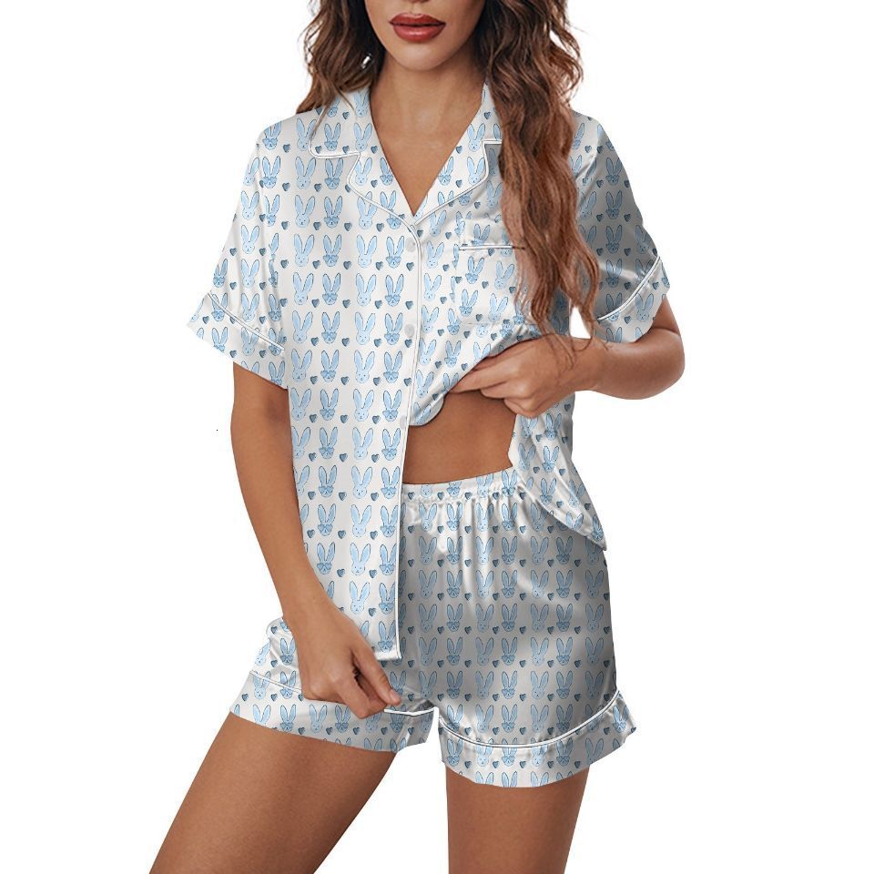 2025 Summer Home Clothes Monkey Digital Printed Parent Child Short Sleeve Pajama Set