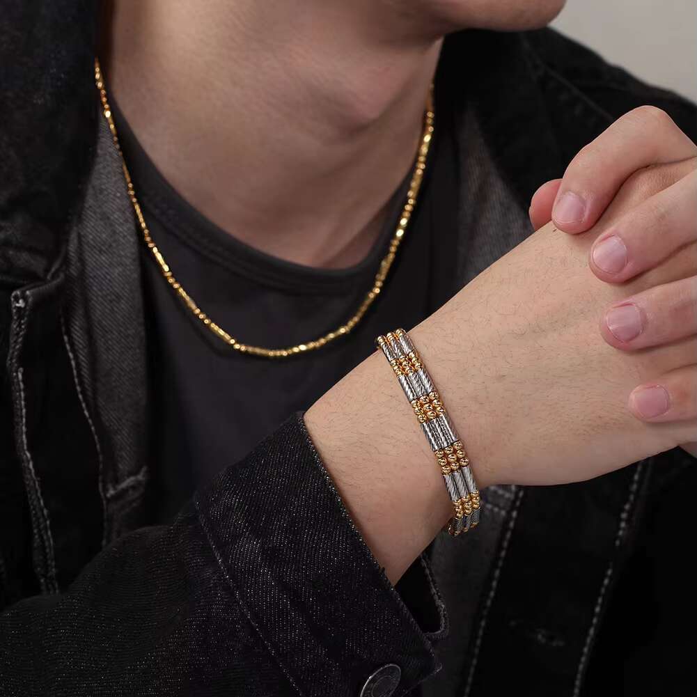 RINNTIN SC88 Unique 3mm Sier Magnetic Jewelry Necklace Men's and Women's Bracelet