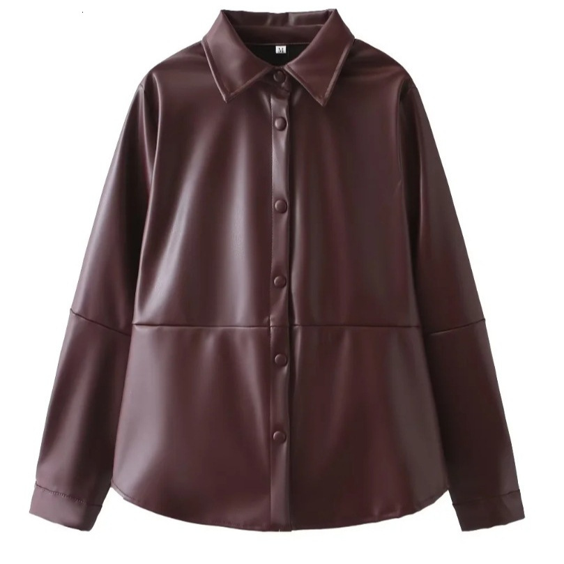 Women's collar button PU jacket mini skirt two-piece set
