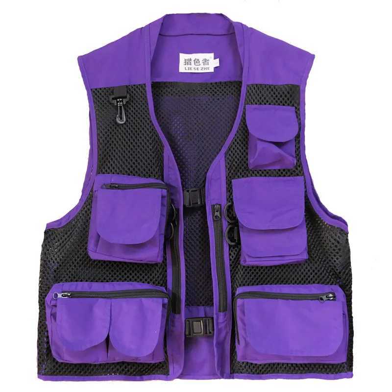 Techwear style multi pocket mesh tactical cargo vest mens outdoor functional sports camping work vest sleeveless jacket T250326