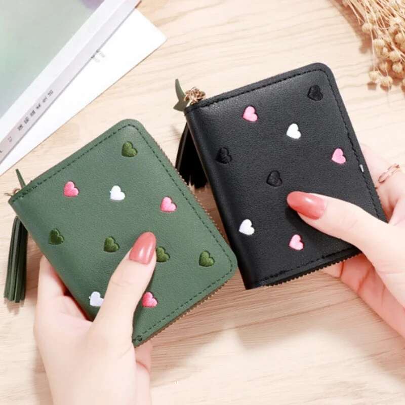 Women's Mini Tassel Cute Girl Short Zipper Cute Pu Leather Designer Wallet Women's Handheld Wallet Cartera