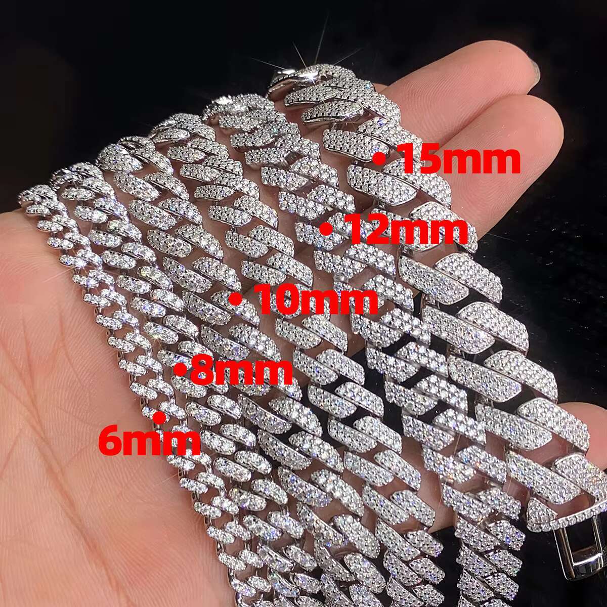Cuban Chain Mens Bracelet 925 Silver Plated 8-26 8mm Hip Hop Cuban Chain 18k Gold Moissanite Bracelet