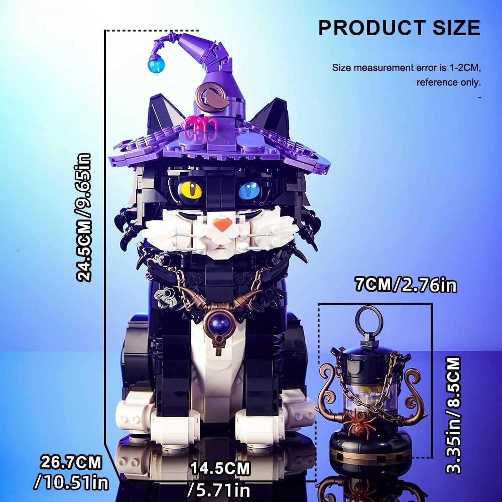 MOC Magic cat building blocks eyes can change color to assemble creative models collect blocks as gifts for adults and childrenXJ250326
