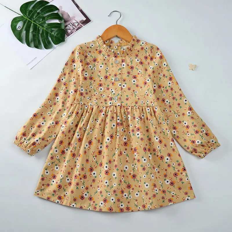 Baby Girl Spring and Autumn Princess Dress 2025 New Childrens Flower Cotton Long Sleeve Childrens Clothing Par Dress Casual Clothing W250326