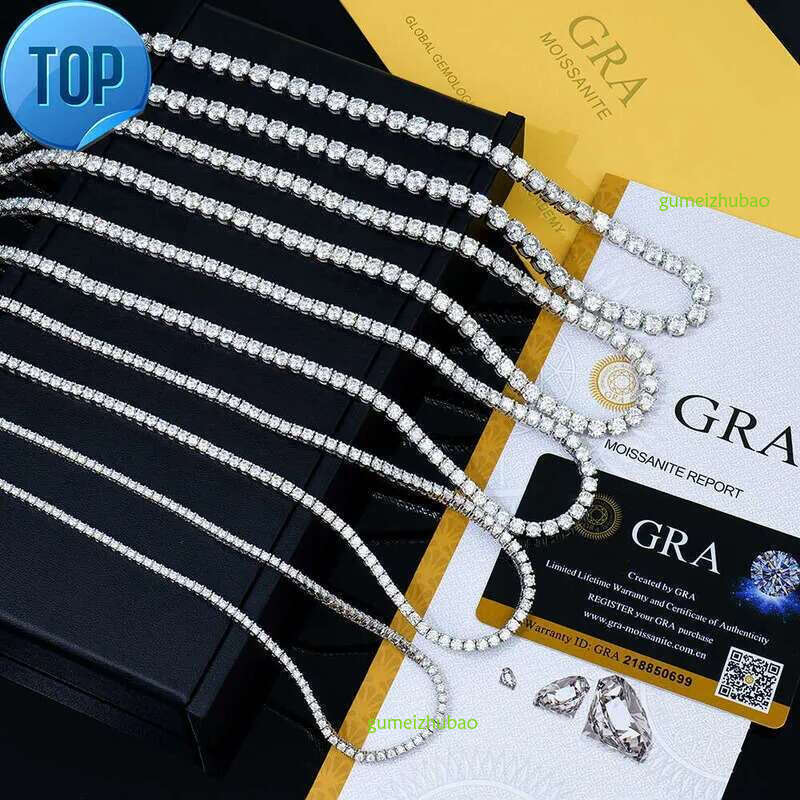 yue mens women Hiphop ice out fine jewelry 2-6mm sier k necklace gra vvs lab dia mossanite moissanite chain