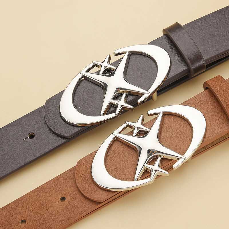 Mens Belt Punk Star Buckle Belt Design Cross Metal Retro Gothic Mens Y2K Belt Pu Leather Belt Pants Jeans Neutral Belt W250326