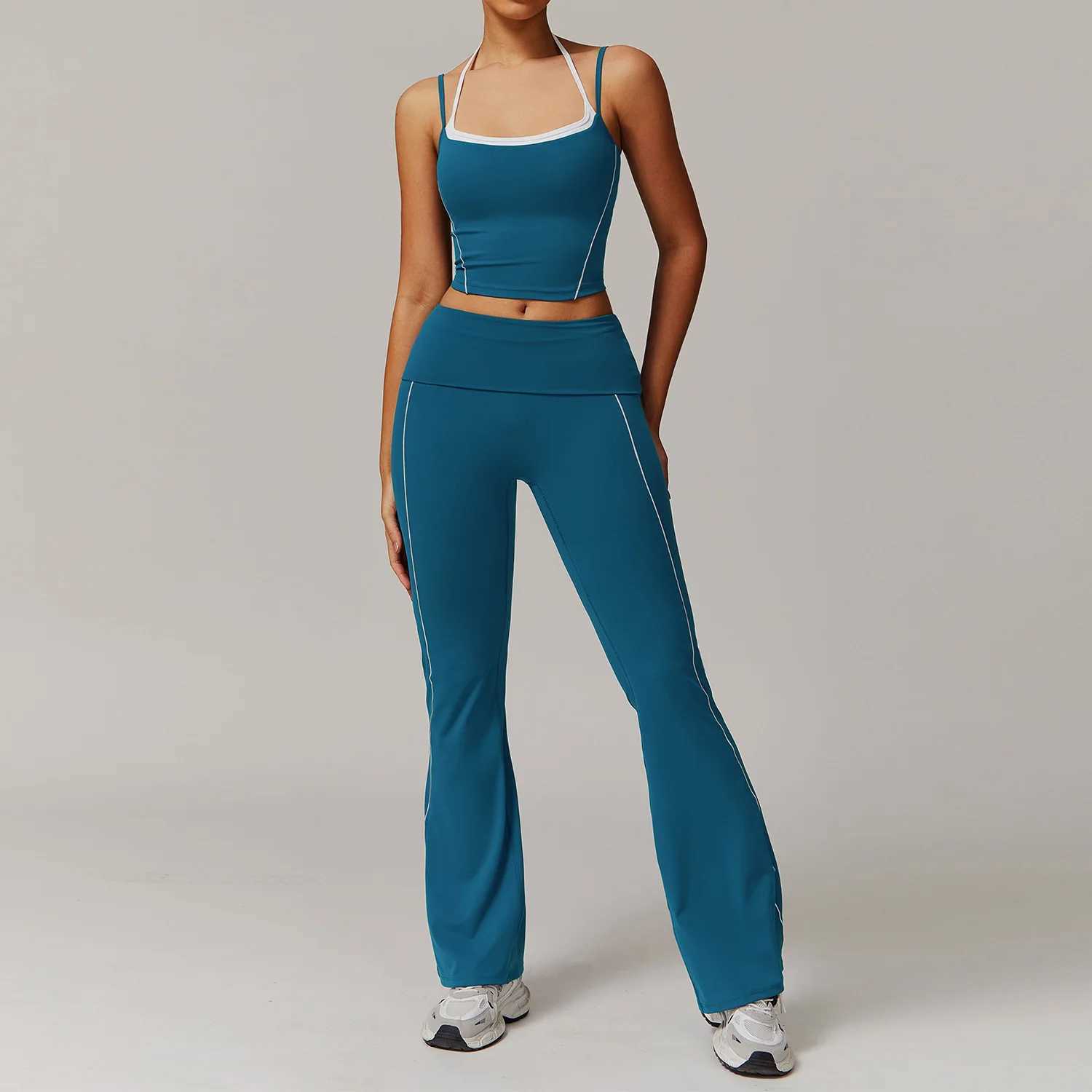 2-piece womens track and field clothing training yoga set sportswear womens gym clothing high waisted tight fitting fitness bra sportswear W250326