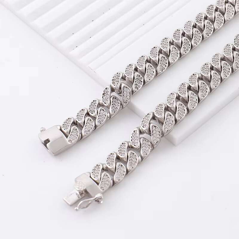 Provence Jewelry Moissanite Trendy Women Design Jewelry Zircon Wave Cuban Chain Necklace Gift Chain Party