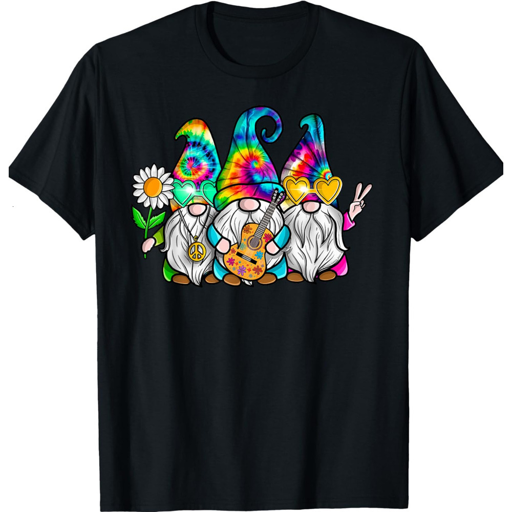 T shirt for Mens Hippie Gnomes Tie Dye Peace Love Peace Sign 60s 70s Hippie Graphic Tee Casual Tops Clothes Short sleeve cool