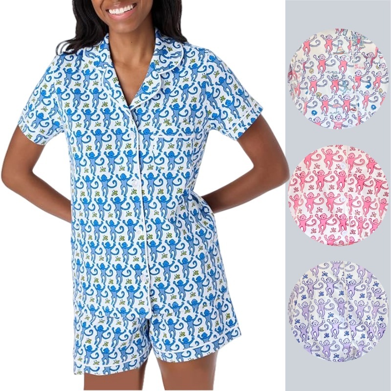 New standing thin short sleeved shorts set for women's home clothing