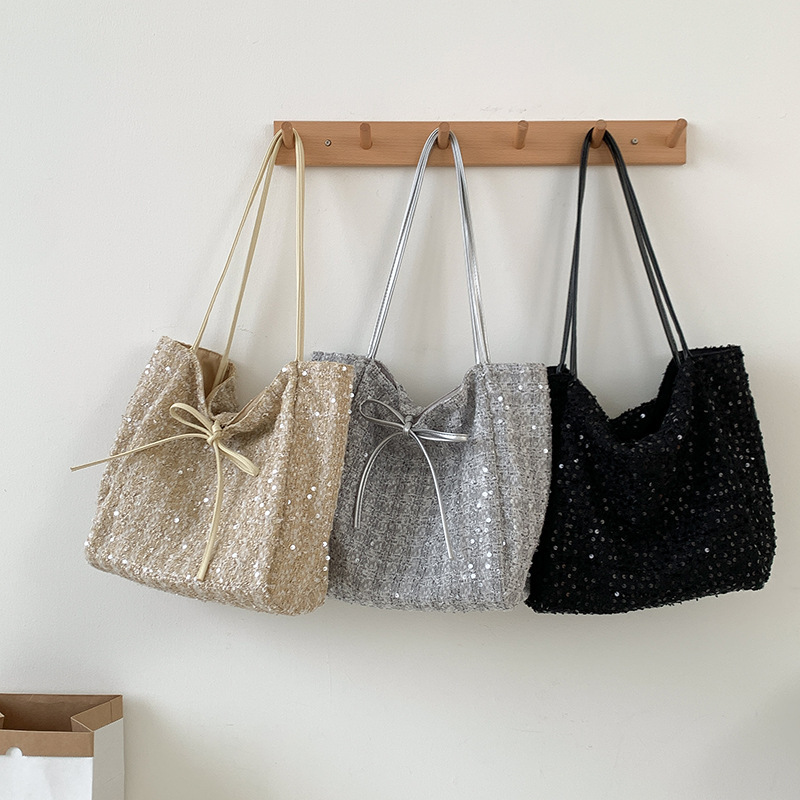 2025 Spring New Niche Design Blingbling Glitter Bag Large Capacity All-match Girls Fashion Tote Bag
