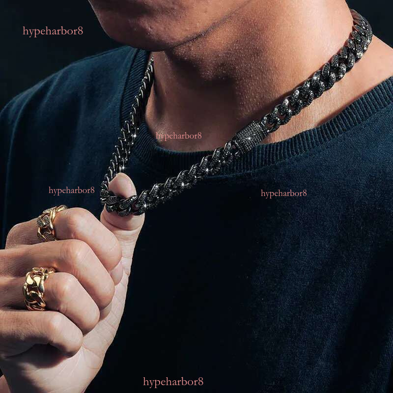 designer design pendant necklaces fresh item 12mm black vvs moissanite iced out k chain hip hop fine jewelry sterg sier dia cuban necklace