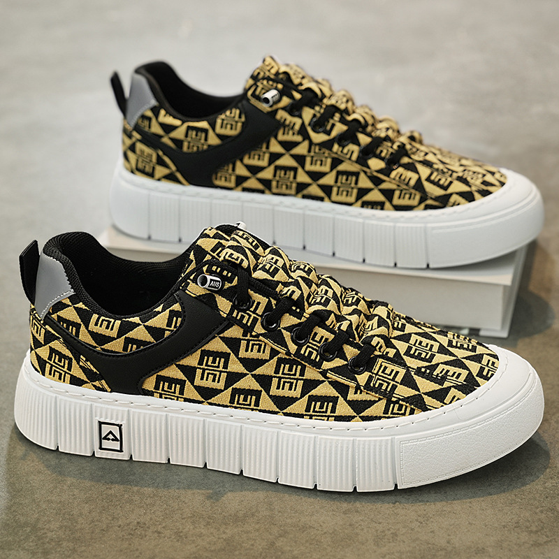 Designer Shoes Light Luxury 2025 Autumn New Men's Breathable Casual Fashion Canvas Sports Shoes Niche Design Printed Men's Board Shoes