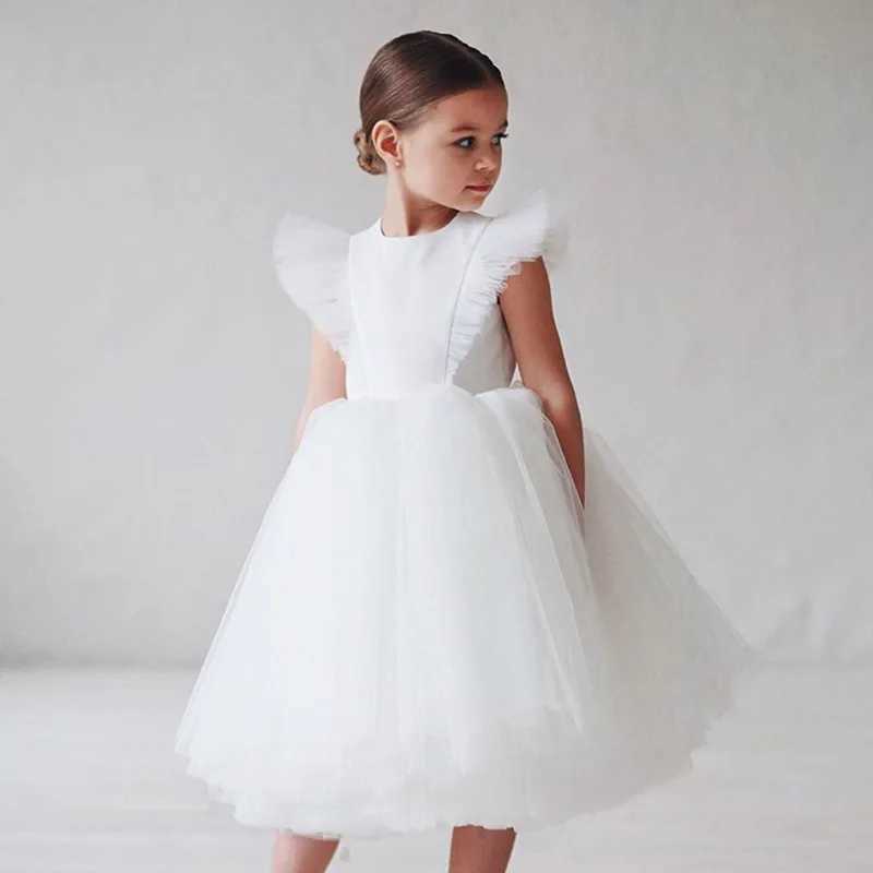 Teenage girl dress childrens clothing Par elegant princess long chiffon baby girl childrens lace wedding dress W250326