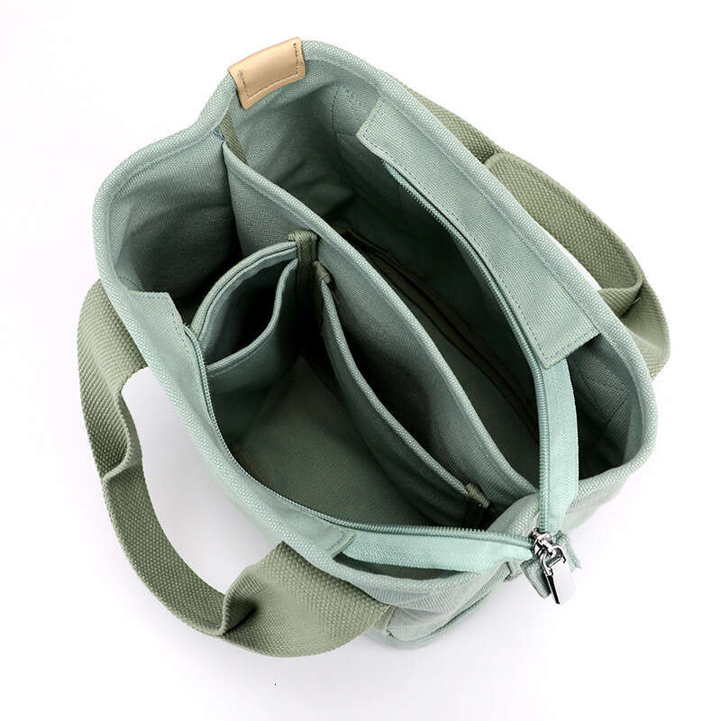 Small with zipper, Japanese thousand layer small ladies shoulder bag, portable thickened canvas mobile phone bucket tote bag