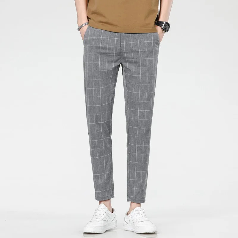 Checkered Fashion Europe and United Style Mens Pants for Business Leisure Travel Ultra Thin Comfortable Practical 250326
