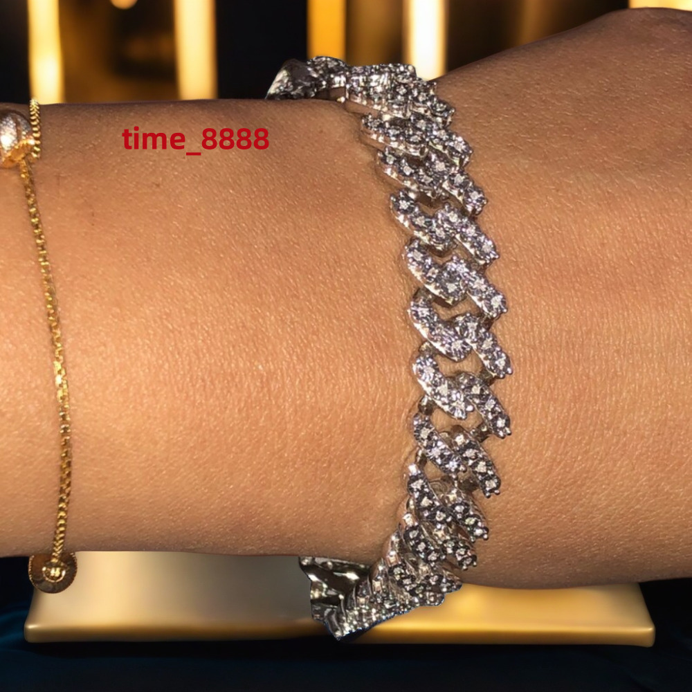 Customizable Iced Out VVS Moissanite Diamond 12MM Cuban Link Chain in 925 Sterling Silver Hiphop Moissanite Cuban Chain