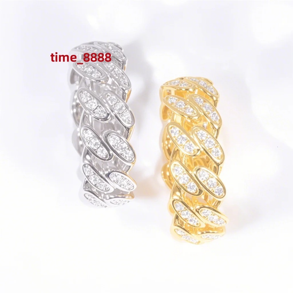 Linyin Cuban Link Chain Ring Moissanite Diamond Fine Jewelry Gold Hiphop 925 Silver Custom Wholesale Classic 18K GOLD Unisex